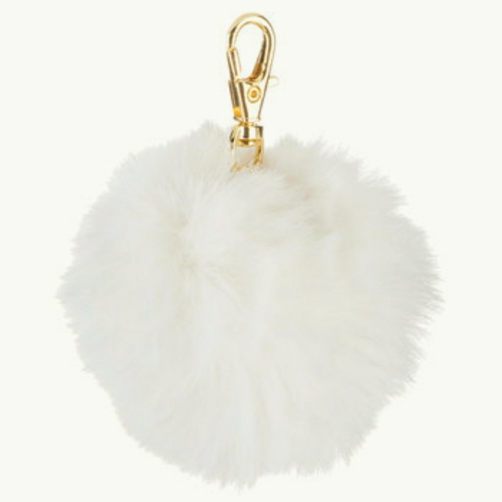 White fluffy purse chain